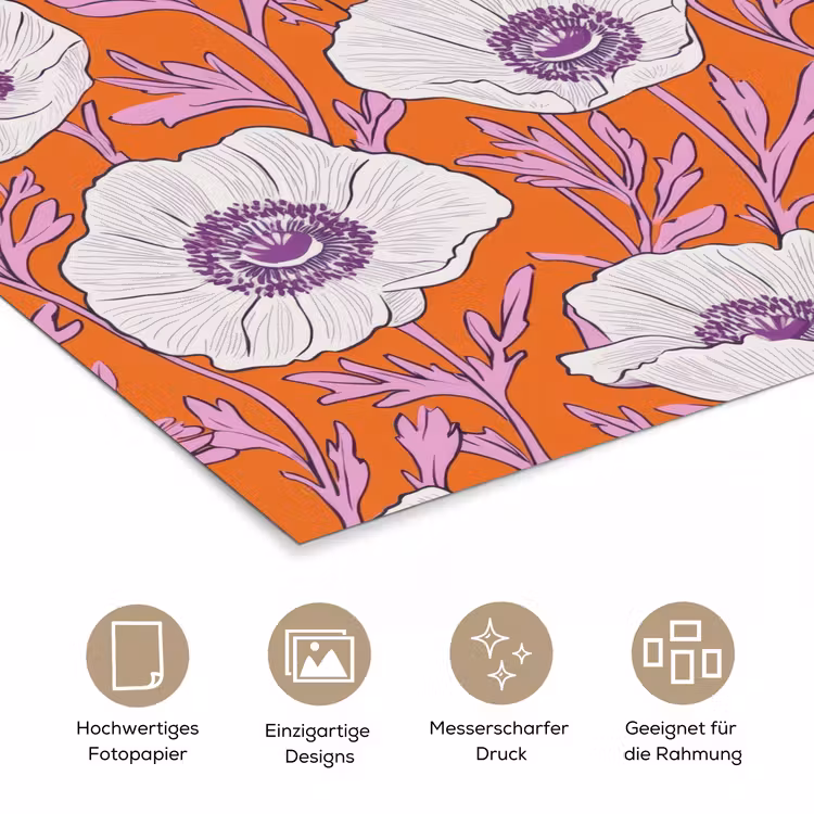 Bloemen - Grafisch - Oranje poster papier klein 62 -tcloseup_DE