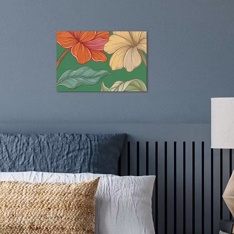 Poster - Blumen – Grün – Illustration - Bloemen - Groen - Illustratie poster papier klein