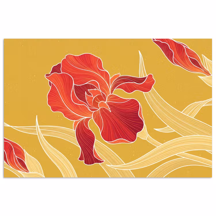 Poster - Blumen – Illustration – Rot - Bloemen - Illustratie - Rood poster papier klein