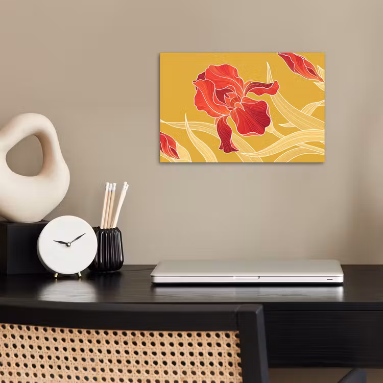 Poster - Blumen – Illustration – Rot - Bloemen - Illustratie - Rood poster papier klein