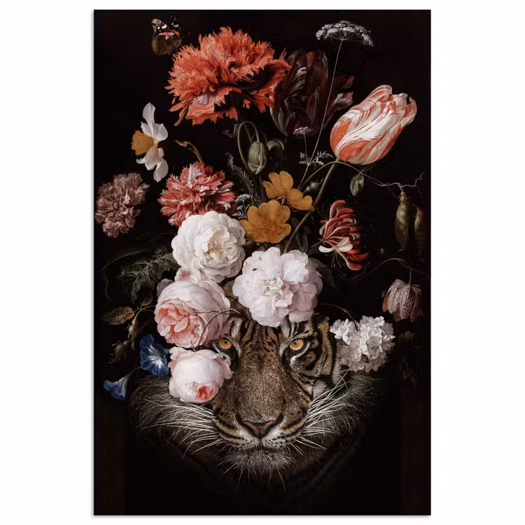 Bloemen - Jan Davidsz de Heem - Tijger - Schilderij - Stilleven - Oude meesters poster papier klein -3d
