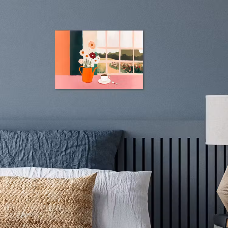 Bloemen - Koffie - Raam poster papier klein -sfeer2