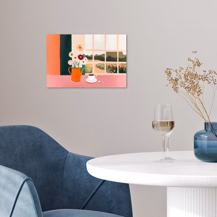 Bloemen - Koffie - Raam poster papier klein -sfeer3