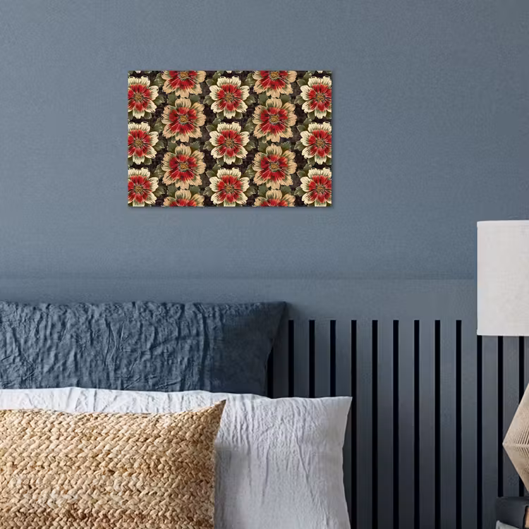 Bloemen - Klassiek - Patroon - Rood poster papier klein 62 -sfeer2