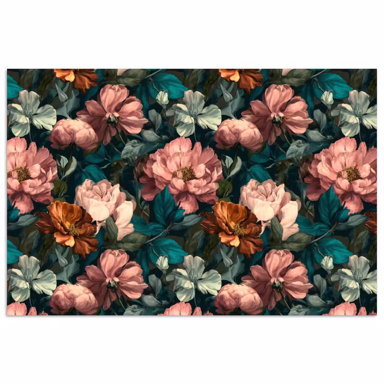 Bloemen - Schilderachtig - Patroon - Roze poster papier klein 62 -3d