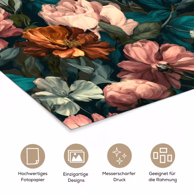 Bloemen - Schilderachtig - Patroon - Roze poster papier klein 62 -tcloseup_DE