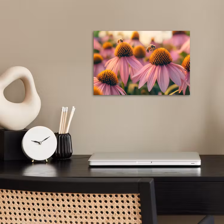 Bloemen - Paars - Bijen poster papier klein -sfeer1