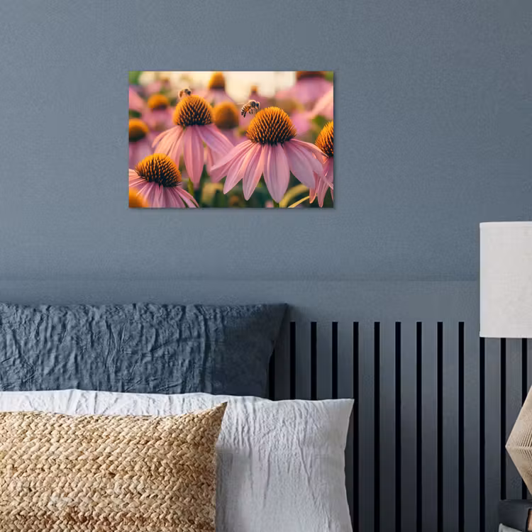 Bloemen - Paars - Bijen poster papier klein -sfeer2