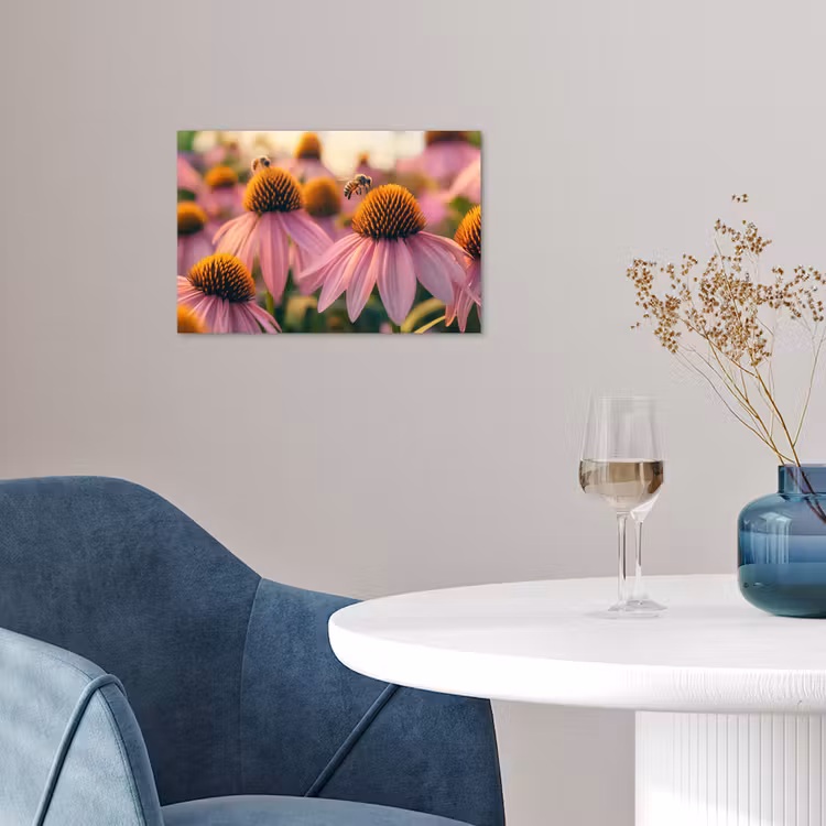 Bloemen - Paars - Bijen poster papier klein -sfeer3