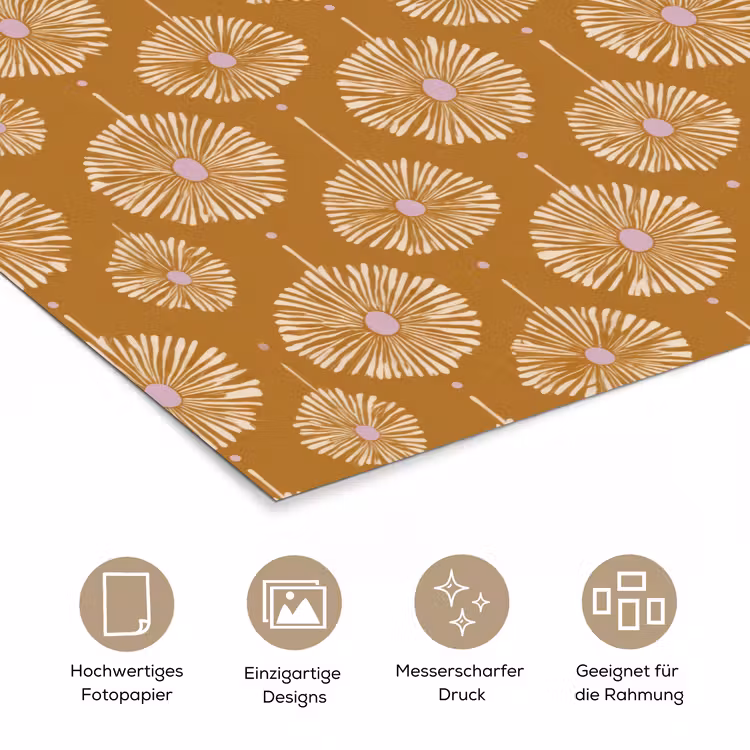 Bloemen - Modern - Oker poster papier klein 62 -tcloseup_DE