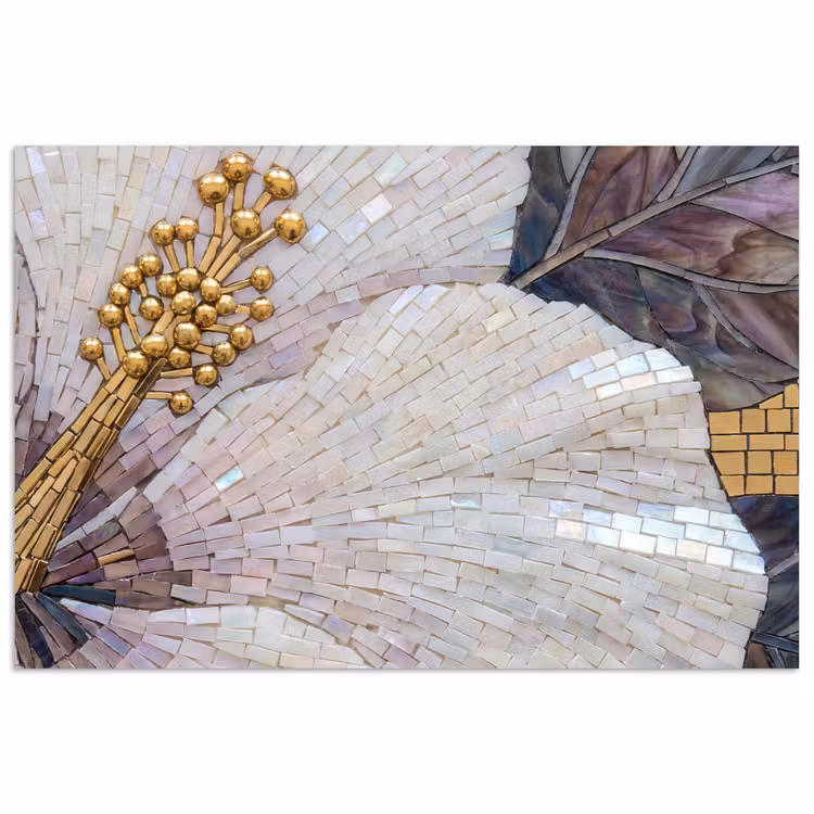 Bloemen - Mozaïek - Kunst - Modern - Goud poster papier klein -3d
