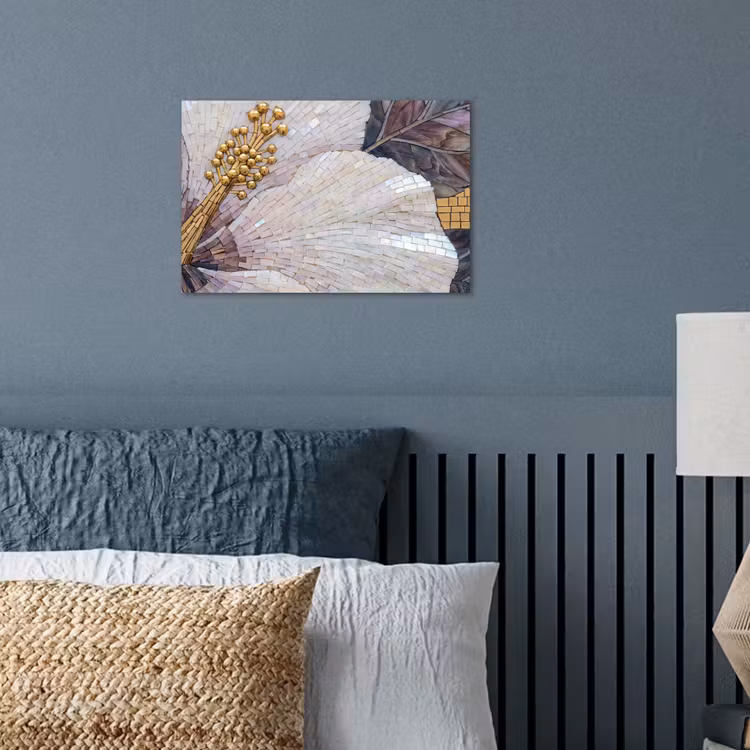 Bloemen - Mozaïek - Kunst - Modern - Goud poster papier klein -sfeer2
