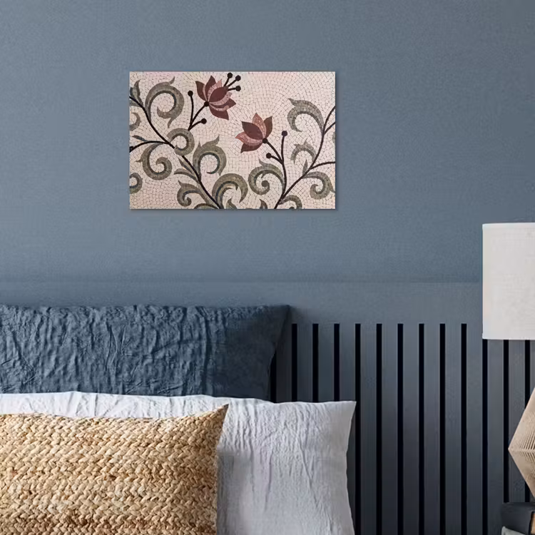 Bloemen - Mozaïek - Patroon - Abstract - Groen poster papier klein -sfeer2