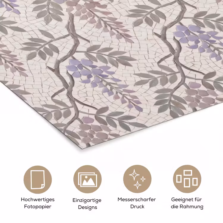 Bloemen - Mozaïek - Natuur - Patroon - Paars poster papier klein -tcloseup_DE