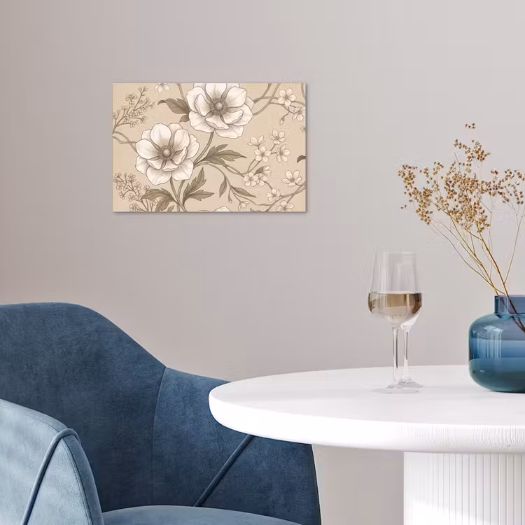 Bloemen - Patroon - Beige poster papier klein -sfeer3