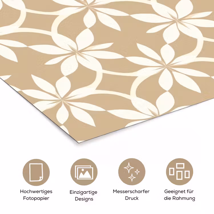 Bloemen - Patroon - Beige poster papier klein 62 -tcloseup_DE