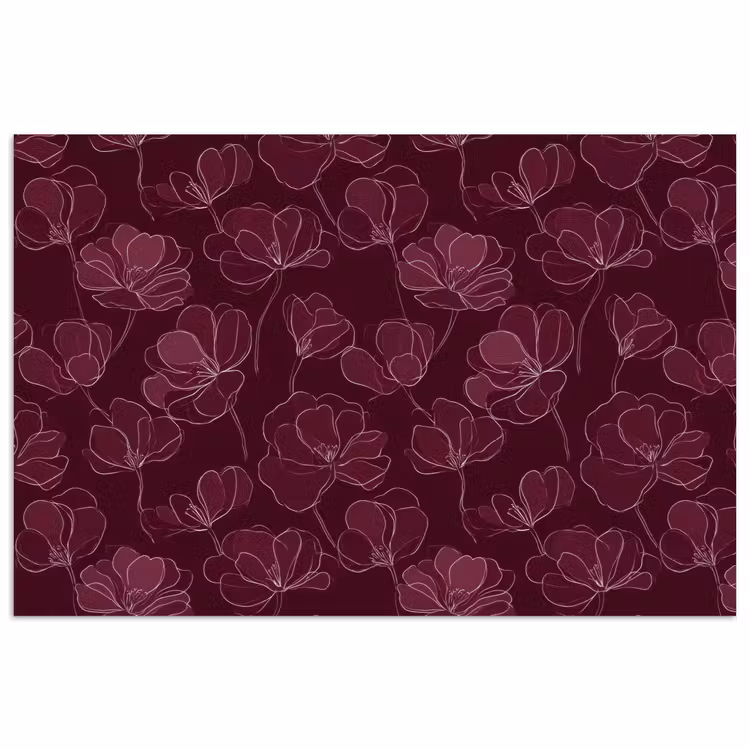Bloemen - Patroon - Bordeauxrood poster papier klein 62 -3d