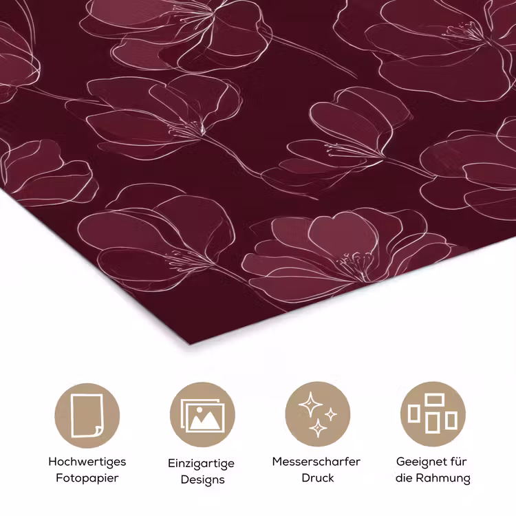 Bloemen - Patroon - Bordeauxrood poster papier klein 62 -tcloseup_DE