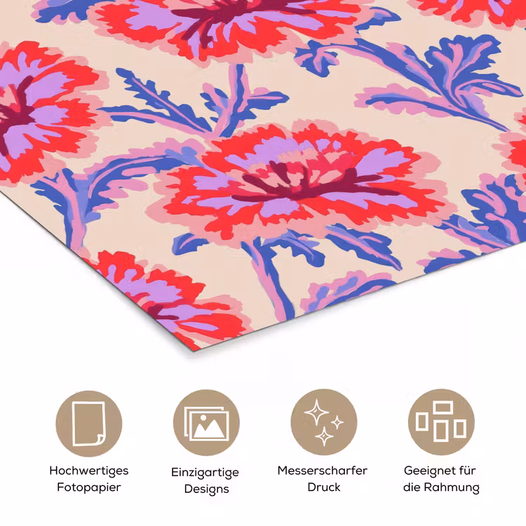 Bloemen - Patroon - Meerkleurig poster papier klein 62 -tcloseup_DE