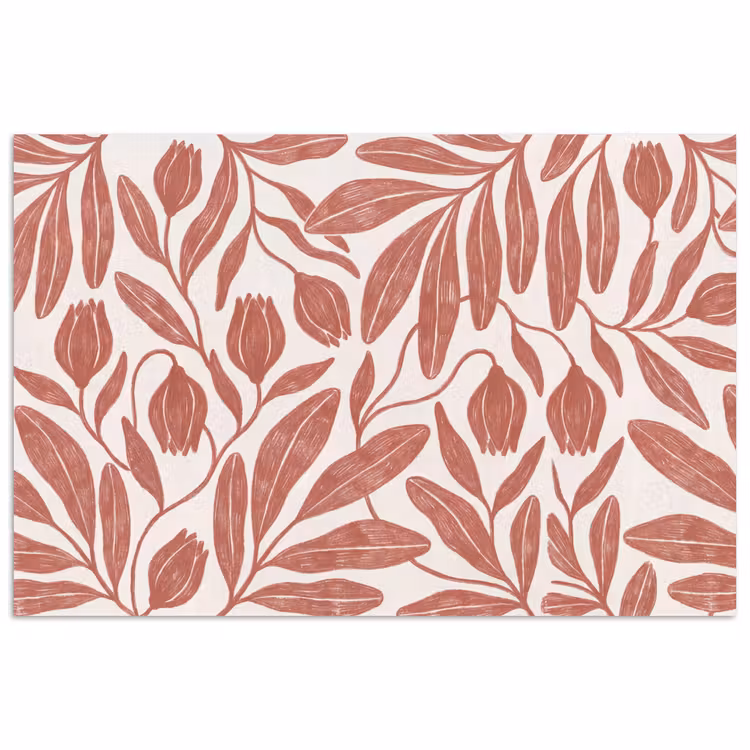 Bloemen - Patroon - Modern - Natuur - Bruin poster papier klein -3d