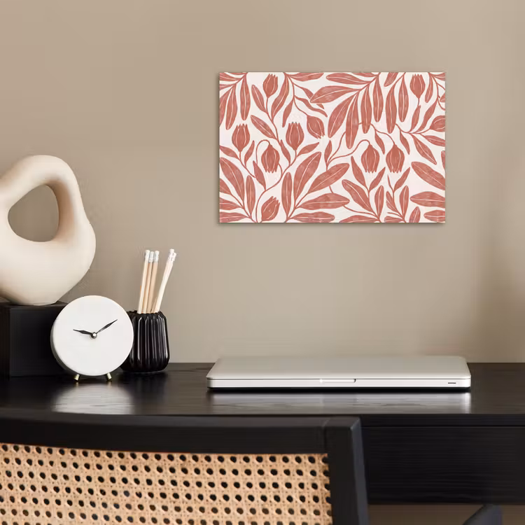 Bloemen - Patroon - Modern - Natuur - Bruin poster papier klein -sfeer1