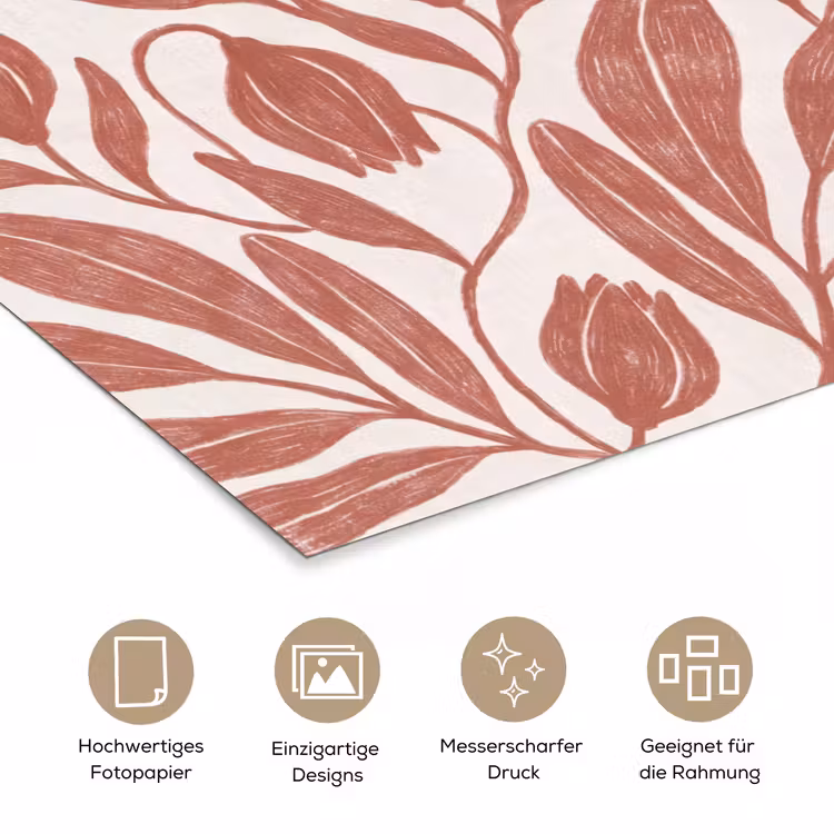 Bloemen - Patroon - Modern - Natuur - Bruin poster papier klein -tcloseup_DE
