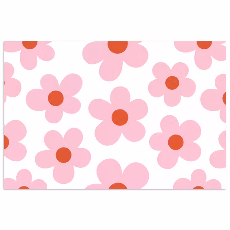 Bloemen - Patroon - Modern - Roze - Wit poster papier klein -3d