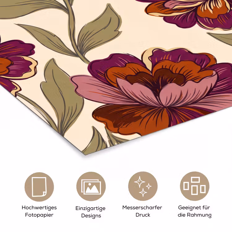 Bloemen - Patroon - Natuur - Modern - Paars poster papier klein -tcloseup_DE