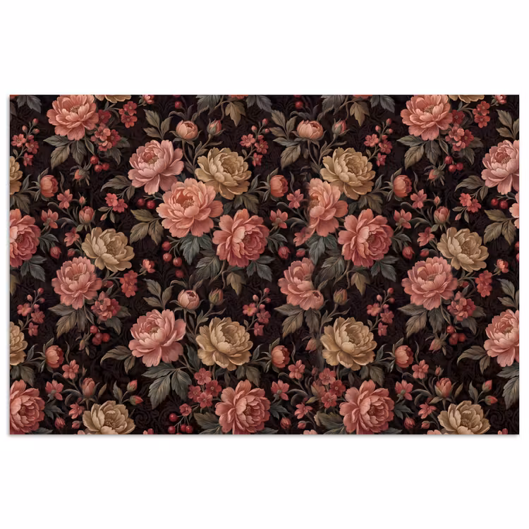 Bloemen - Patroon - Natuur - Vintage - Roze poster papier klein -3d