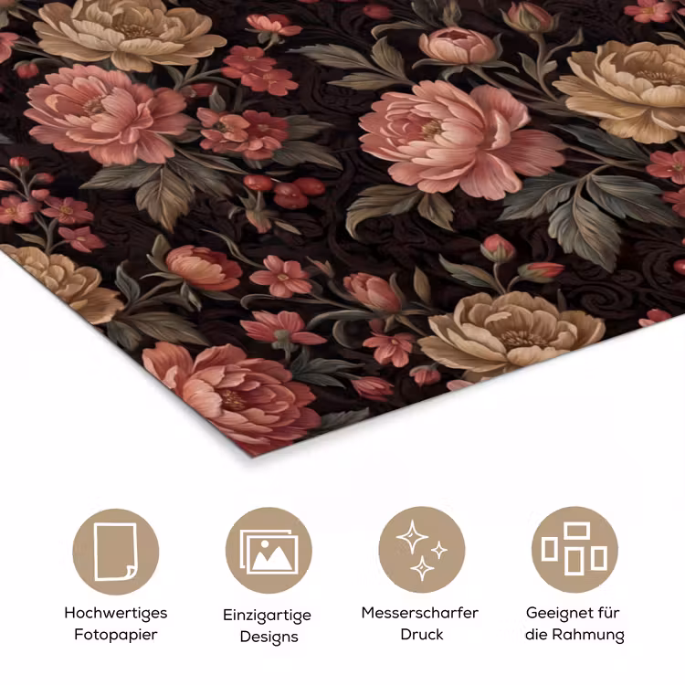 Bloemen - Patroon - Natuur - Vintage - Roze poster papier klein -tcloseup_DE
