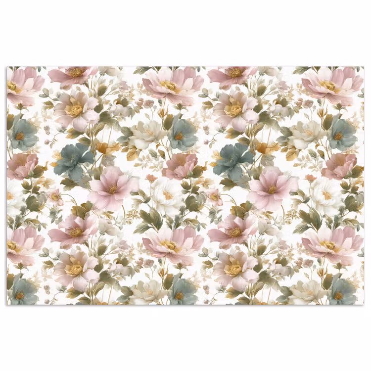 Bloemen - Patroon - Pastel poster papier klein 62 -3d
