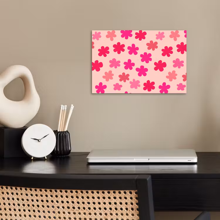 Bloemen - Patroon - Roze poster papier klein -sfeer1