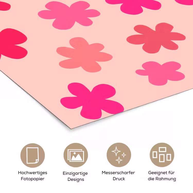 Bloemen - Patroon - Roze poster papier klein -tcloseup_DE
