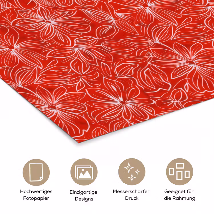 Bloemen - Patroon - Rood poster papier klein 62 -tcloseup_DE