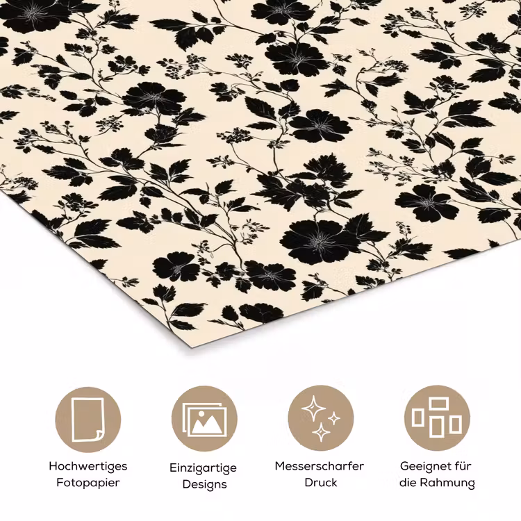 Bloemen - Dessin - Zwart poster papier klein 62 -tcloseup_DE