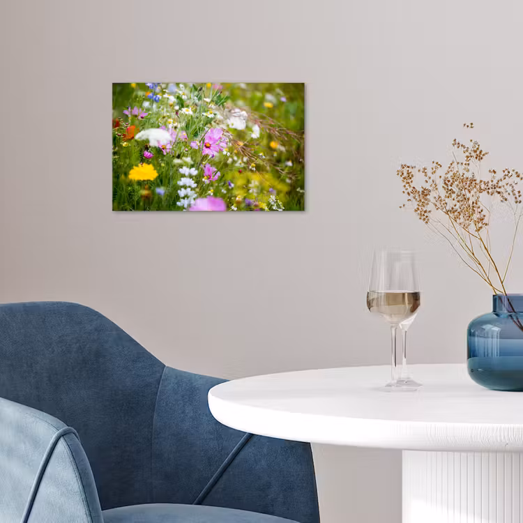 Bloemen - Natuur - Groen - Gras - Paars - Wit poster papier klein -sfeer3