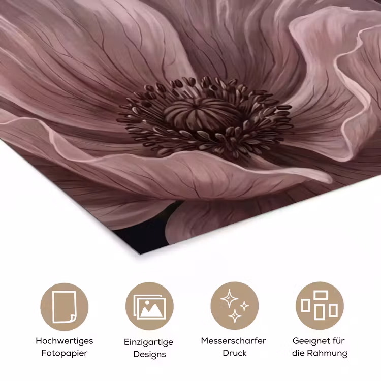 Bloemen - Natuur - Roze - Donker - Modern poster papier klein -tcloseup_DE