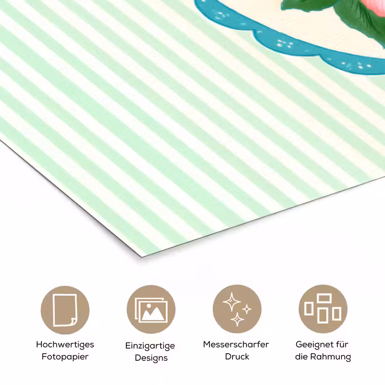 Bloemen - Ovaal - Strepen - Groen poster papier klein -tcloseup_DE