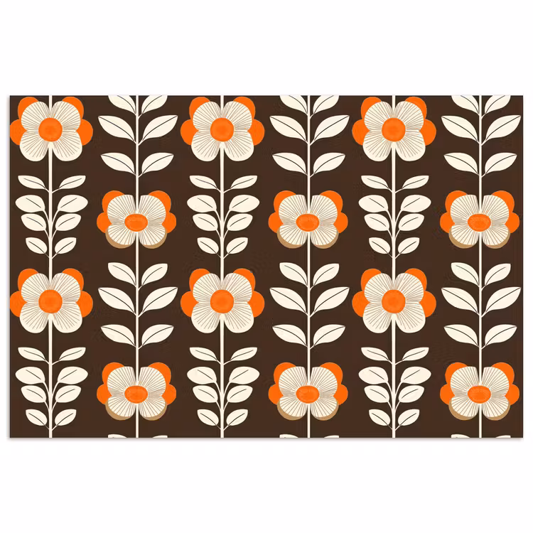Bloemen - Retro - Bruin poster papier klein 62 -3d