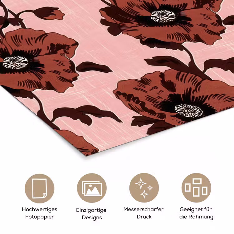Bloemen - Retro - Rood poster papier klein 62 -tcloseup_DE