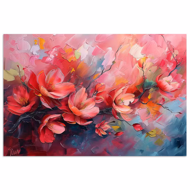 Bloemen - Roze - Watercolor - Natuur- Kunst poster papier klein -3d