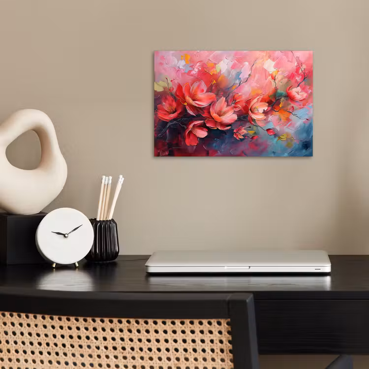 Bloemen - Roze - Watercolor - Natuur- Kunst poster papier klein -sfeer1