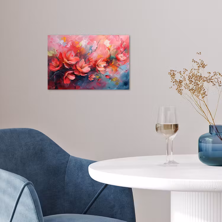 Bloemen - Roze - Watercolor - Natuur- Kunst poster papier klein -sfeer3