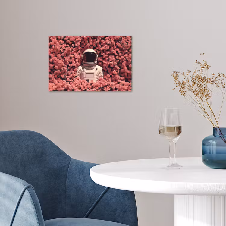 Bloemen - Roze - Astronaut poster papier klein -sfeer3