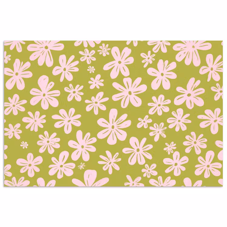 Bloemen - Roze - Getekend - Patroon poster papier klein -3d