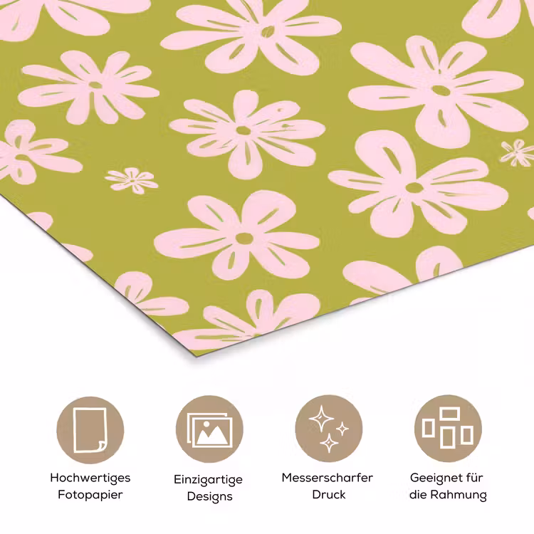 Bloemen - Roze - Getekend - Patroon poster papier klein -tcloseup_DE