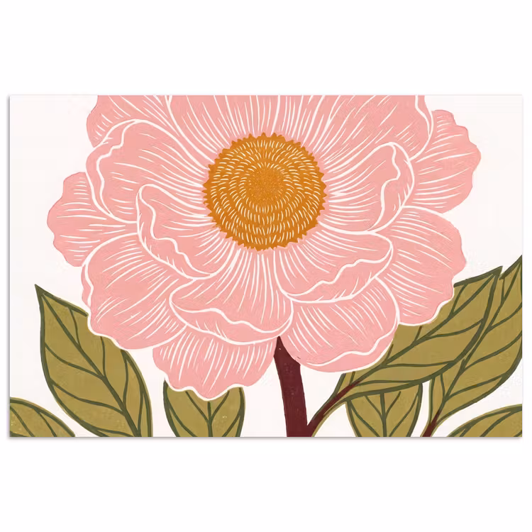 Poster - Blumen – Rosa – Illustration - Bloemen - Roze - Illustratie poster papier klein