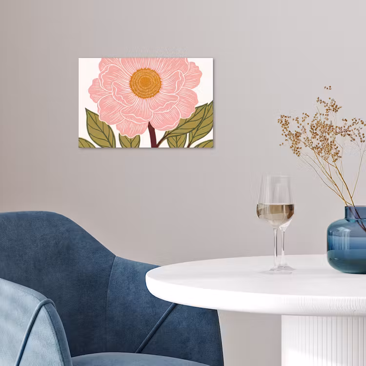 Poster - Blumen – Rosa – Illustration - Bloemen - Roze - Illustratie poster papier klein