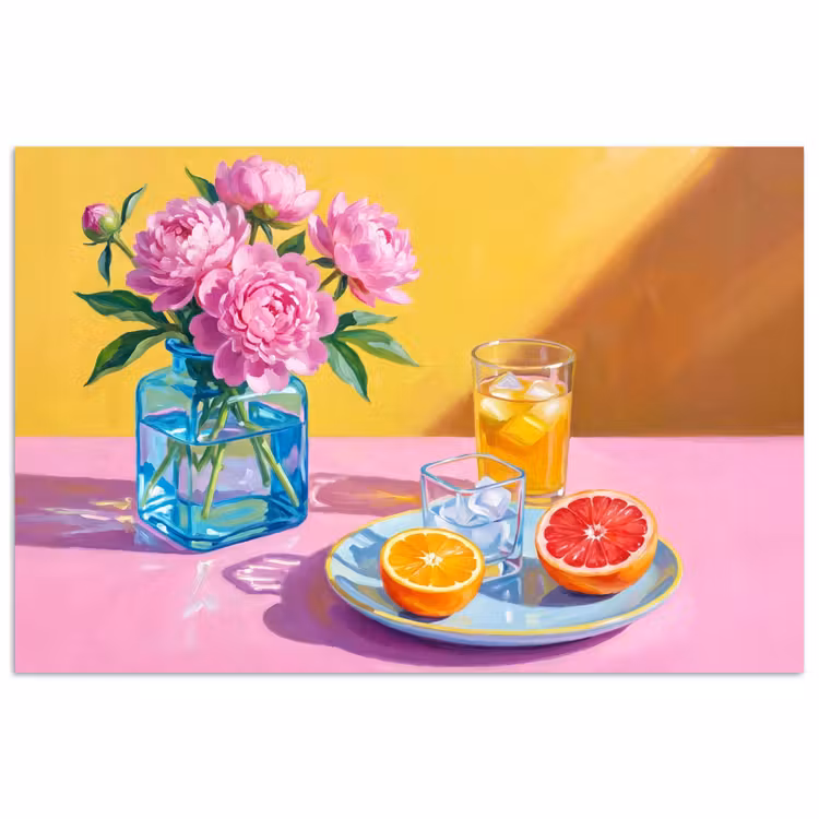 Poster - Blumen – Rosa – Modern - Bloemen - Roze - Modern poster papier klein