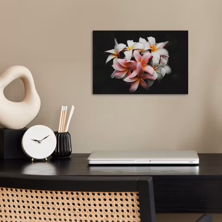 Bloemen - Roze - Zwart - Flora - Botanisch poster papier klein -sfeer1